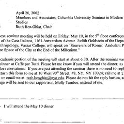 Announcements, 2002-05-10. ...