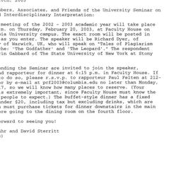 Announcements, 2003-02-20. ...