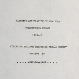 Treasurer's Report, 193...