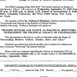Announcements, 2000-09-27. ...