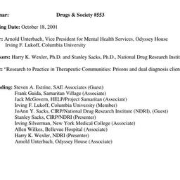 Minutes, 2001-10-18. Drugs ...