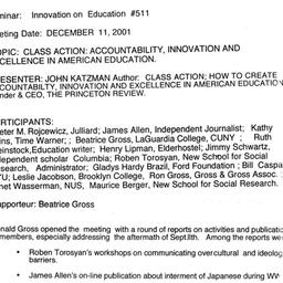 Minutes, 2001-12-11. Innova...