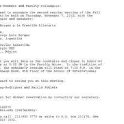 Announcements, 2002-11-07. ...
