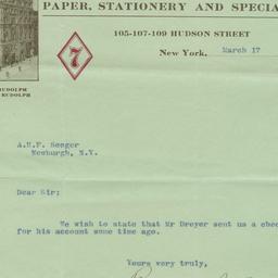 Rudolph Bros. letter