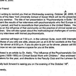Announcements, 2000-10-18. ...