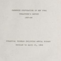 Treasurer's Report, 193...