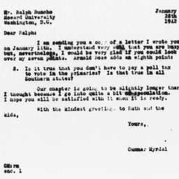Letter from Gunnar Myrdal t...