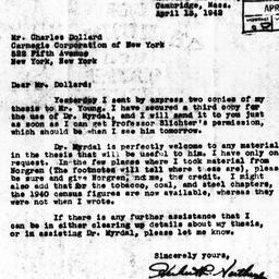 Letter from Herbert R. Nort...