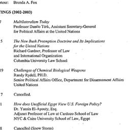 Schedules, Problem of Peace...