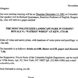 Announcements, 2001-12-13. ...