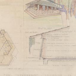 Cabin view, plan, section