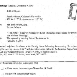 Announcements, 2003-12-03. ...