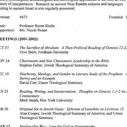 Schedules, Study of the Heb...