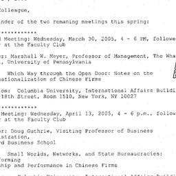 Announcements, 2005-03-27. ...
