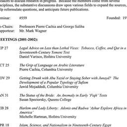 Schedules, Arabic Studies, ...