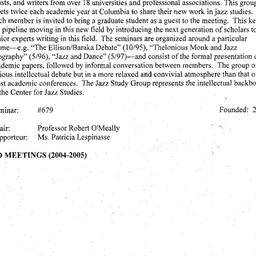 Schedules, Jazz Studies, se...