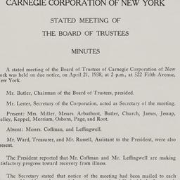 Board Meeting, 4/21/1938