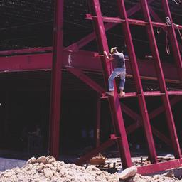 Construction view, worker c...