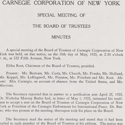 Board Meeting, 5/18/1925