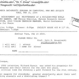 Announcements, 2005-02-15. ...
