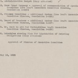 Board Meeting, 5/18/1925