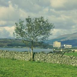 Exterior view, with lake an...