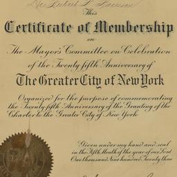 Certificate of Membership, ...
