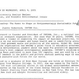 Announcements, 2005-04-06. ...