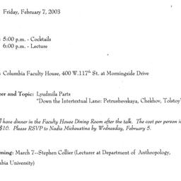 Announcements, 2003-02-07. ...