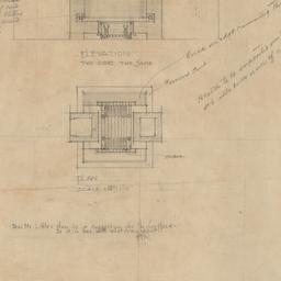 Fireplace elevation, plan