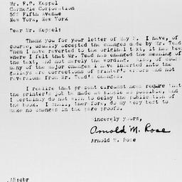 Letter from Arnold M. Rose ...