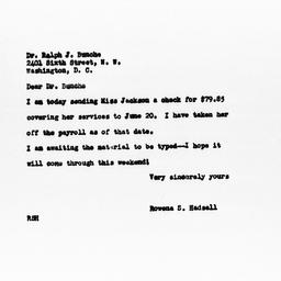 Letter from Rowena S. Hadse...