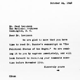 Letter from Charles Dollard...