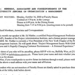 Announcements, 2000-10-16. ...