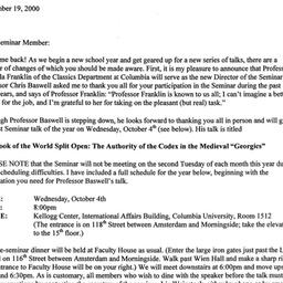 Announcements, 2000-10-04. ...