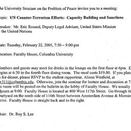 Announcements, 2005-02-22. ...
