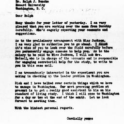 Letter from Gunnar Myrdal t...