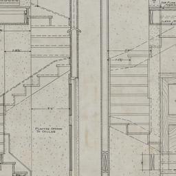 Rear stairway plan, sections