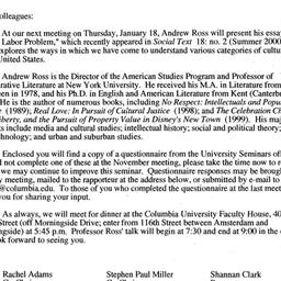 Announcements, 2001-01-18. ...
