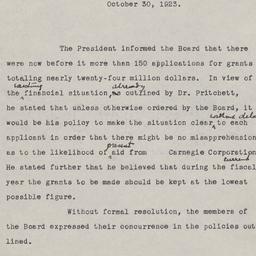 Board Meeting, 10/30/1923