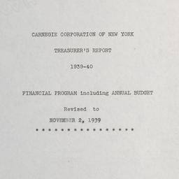 Treasurer's Report, 193...