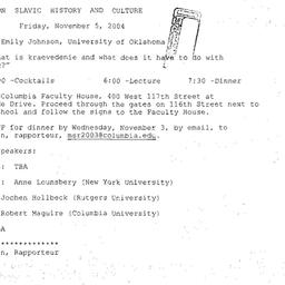 Announcements, 2004-11-05. ...