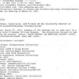 Minutes, 2001-03-22. Cinema...