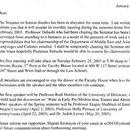 Minutes, 2003-01-20. Irania...