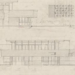 West, south elevations, scr...