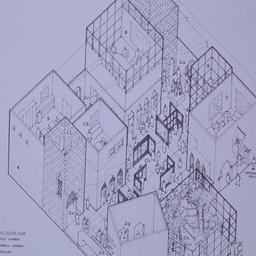 Axonometric line drawing wi...