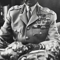 Haile Selassie, in uniform,...