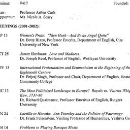 Schedules, Eighteenth-Centu...