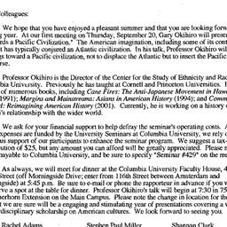 Announcements, 2001-09-20. ...