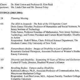 Schedules, Disability Studi...